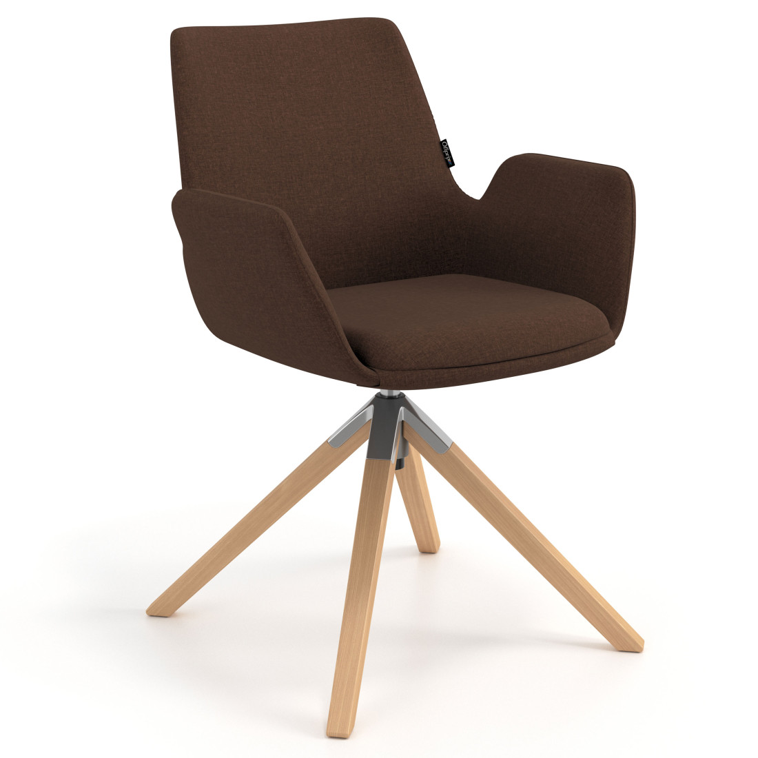 silla confidente marron elodie giratoria madera tela 1