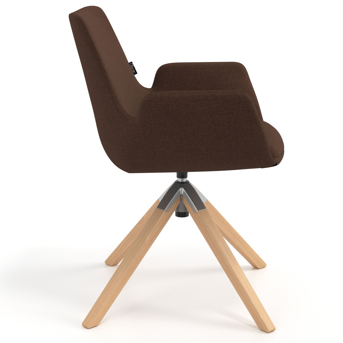 silla confidente marron elodie giratoria madera tela 3