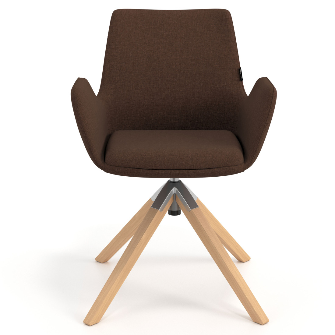 silla confidente marron elodie giratoria madera tela 4
