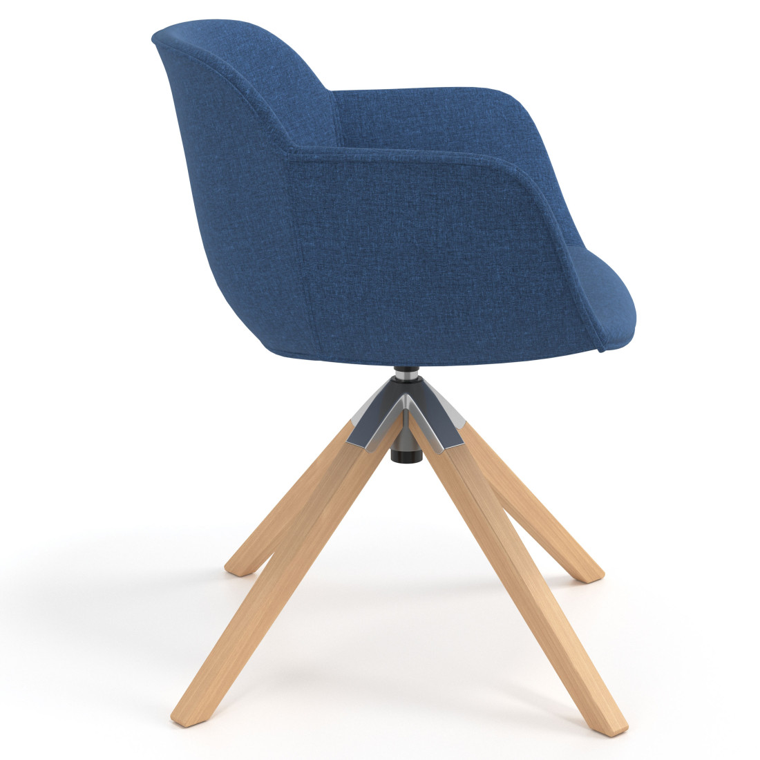 silla confidente azul ivonne giratoria madera tela 3