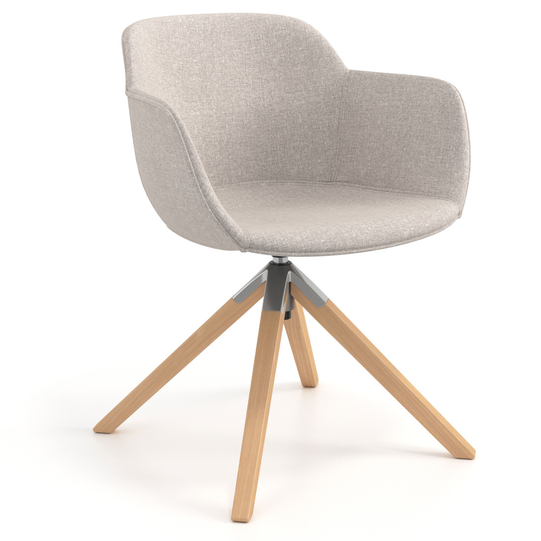silla confidente beige ivonne giratoria madera tela 1