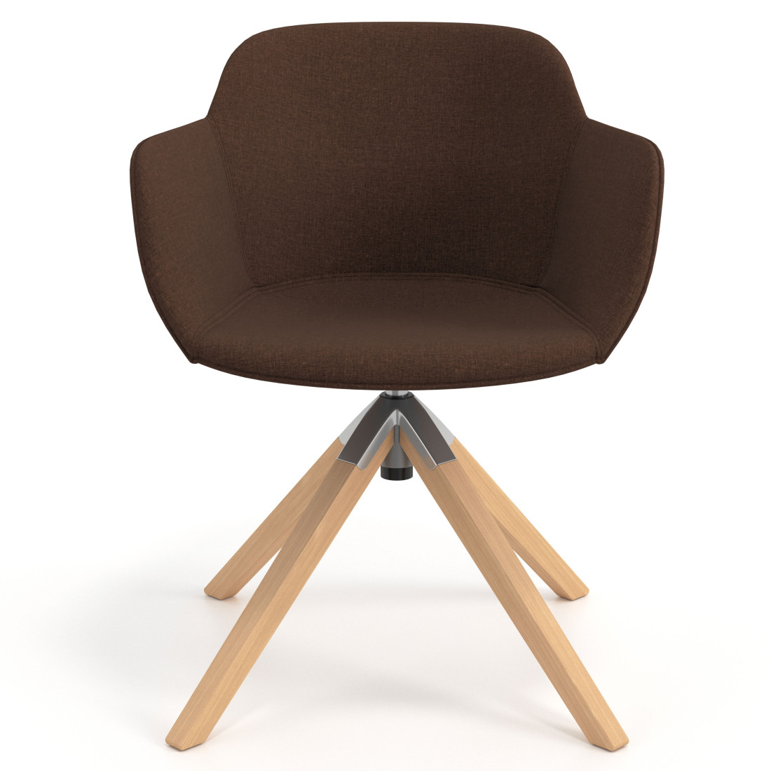 silla confidente marron ivonne giratoria madera tela 4