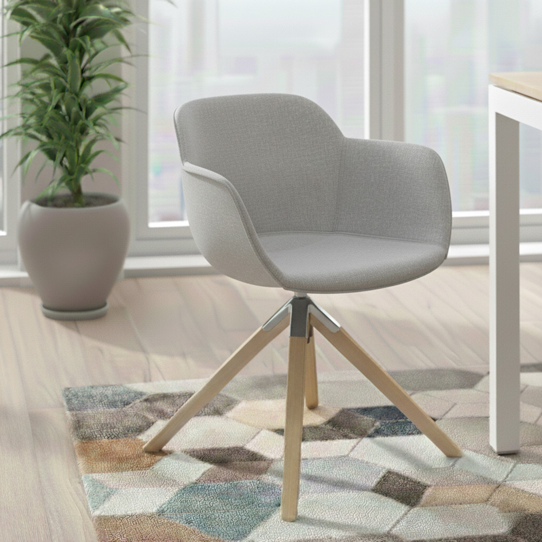 silla confidente gris ivonne giratoria madera tela 2