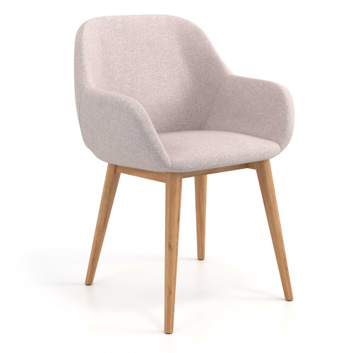 Silla confidente Moon 4 patas madera maciza - Beige