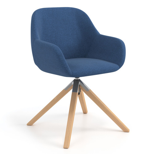 Silla reuniones moon base de madera maciza mecanismo giratorio - AZUL