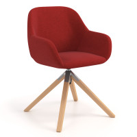 Silla reuniones moon base de madera maciza mecanismo giratorio - ROJO