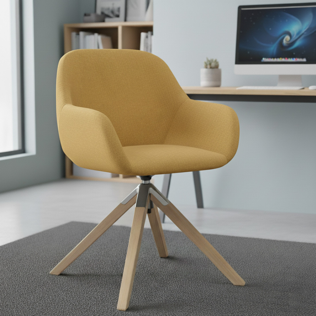 silla confidente amarillo moon giratoria madera 2