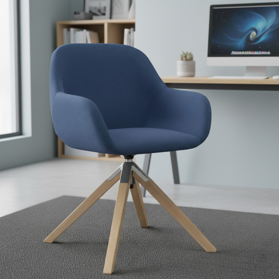 silla confidente azul moon giratoria madera 2