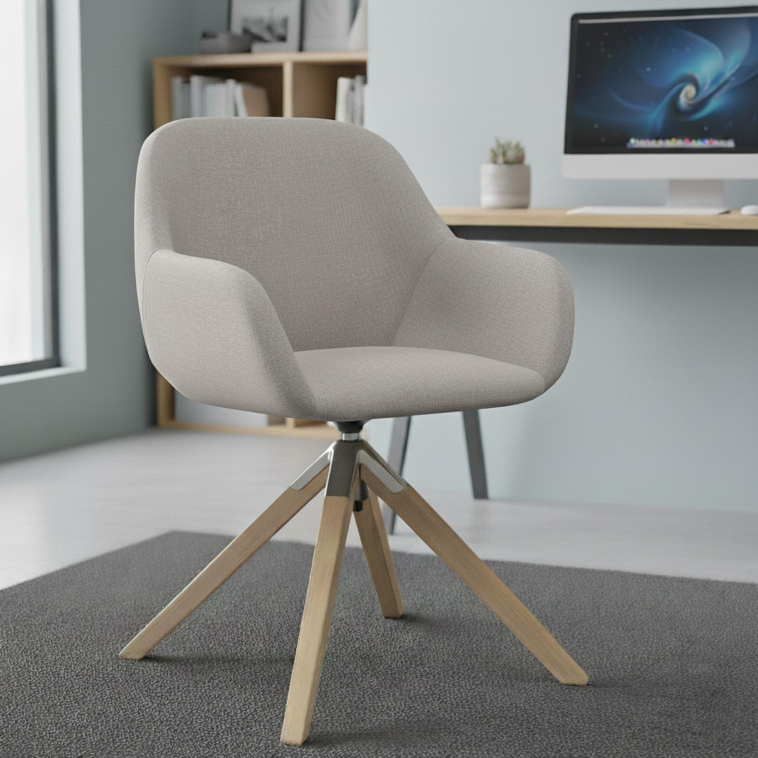 silla confidente beige moon giratoria madera 2