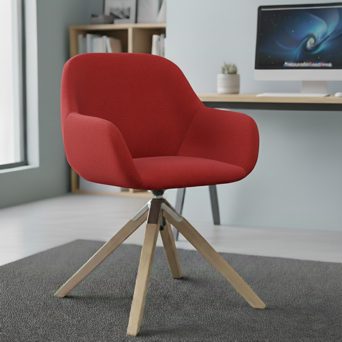 silla confidente rojo moon giratoria madera 2