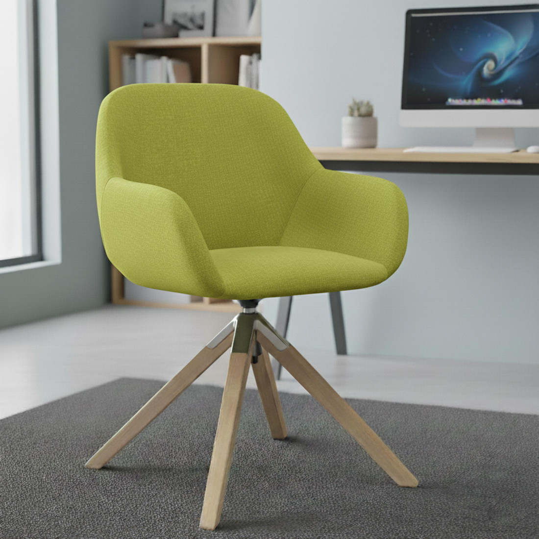 silla confidente verde moon giratoria madera 2