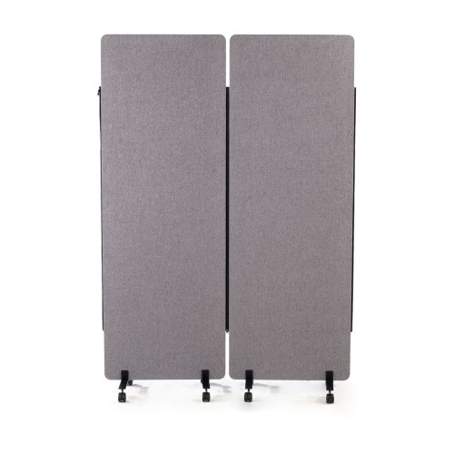 Biombo separador acústico tapizado, doble mampara - Gris