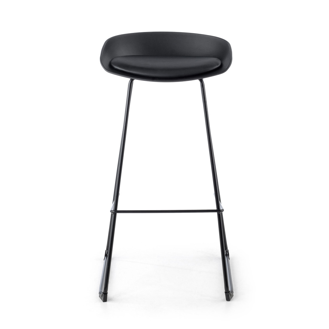 taburete de oficina negro uma patas de acero piel sintetica 2