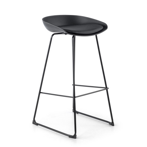 Taburete de oficina Uma, patas de acero - NEGRO