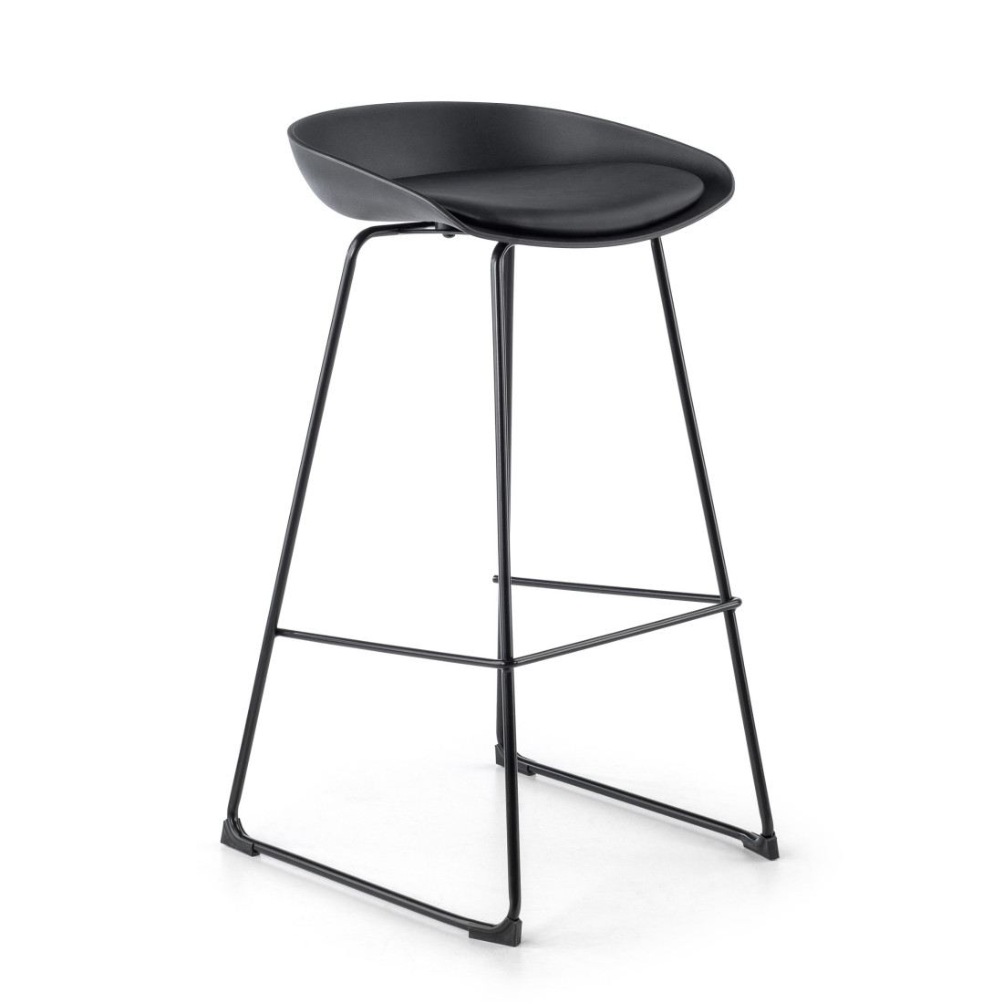 taburete de oficina negro uma patas de acero piel sintetica 1