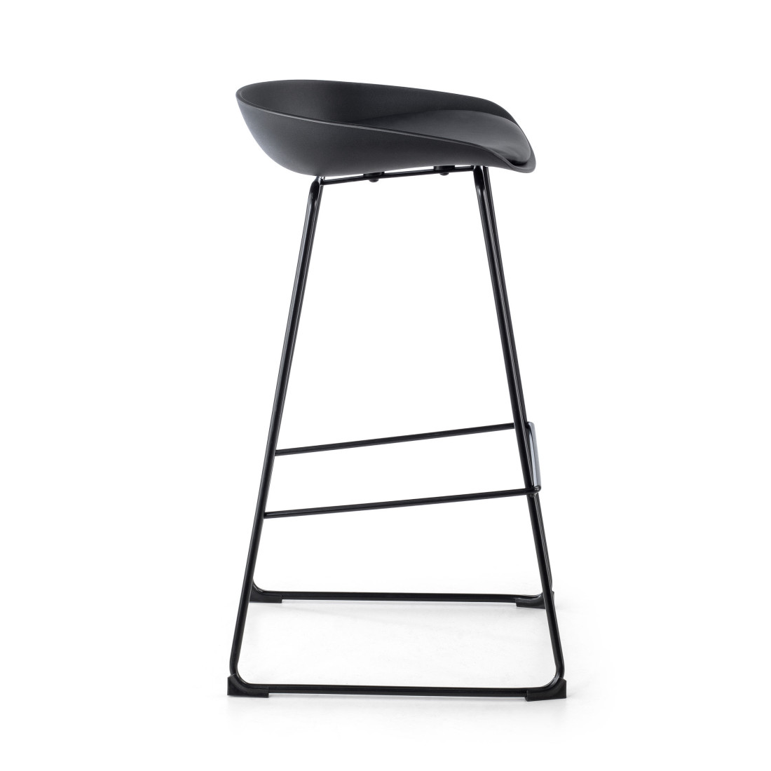 taburete de oficina negro uma patas de acero piel sintetica 3