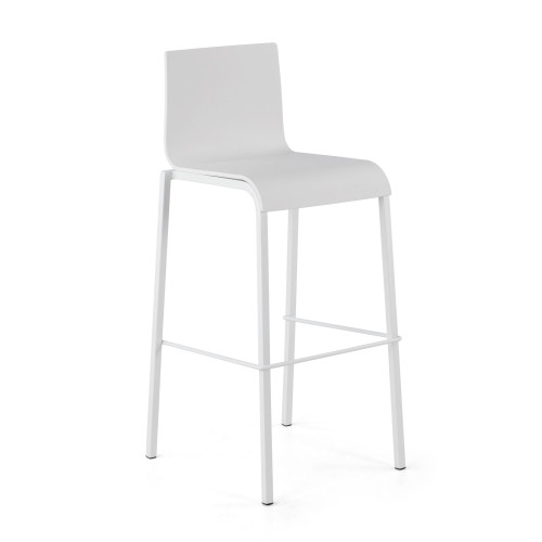 Taburete de oficina con respaldo Selena, polipropileno - BLANCO