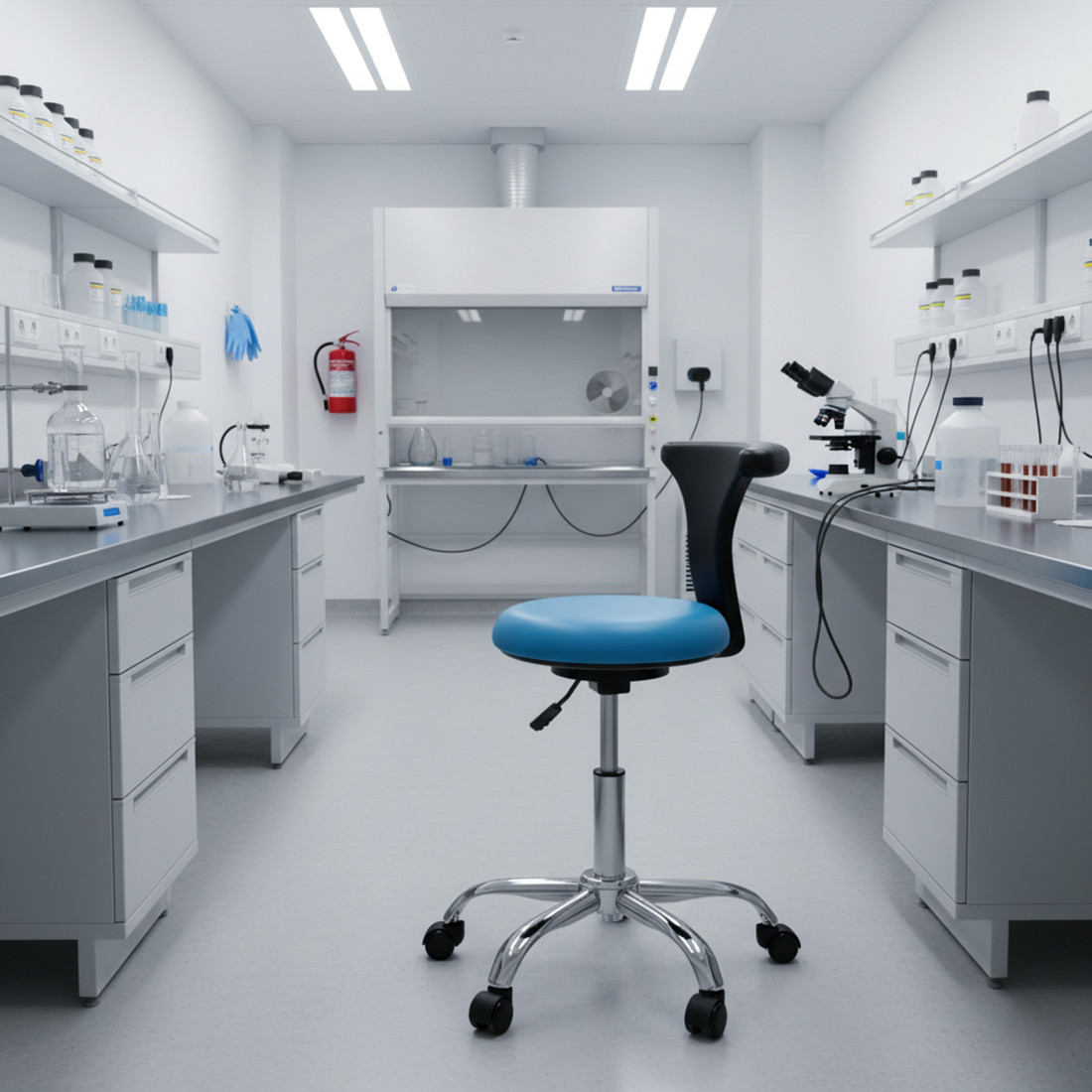 taburete de trabajo y laboratorio azul onix plastico 2