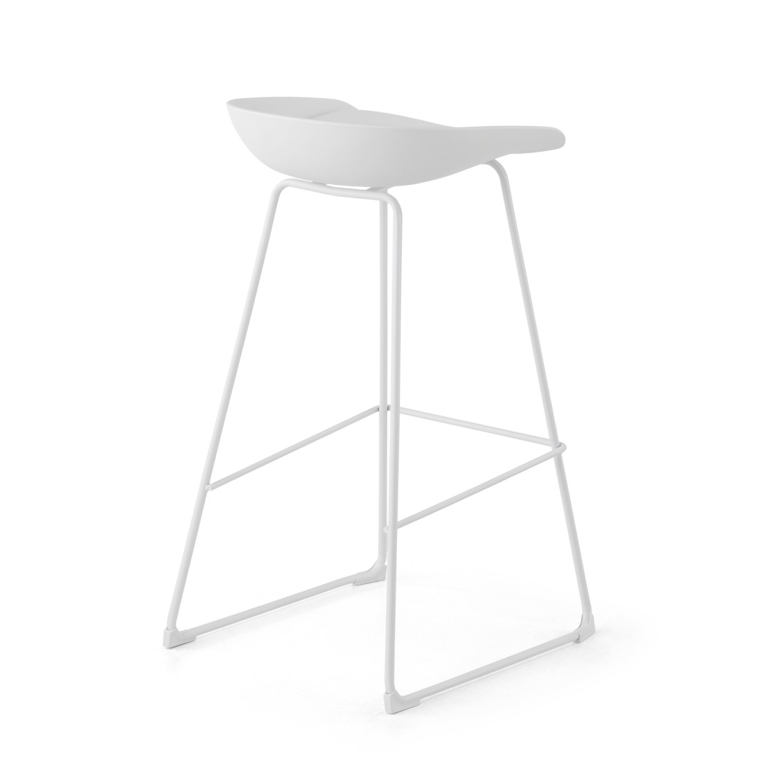 taburete de oficina blanco uma patas de acero piel sintetica 5