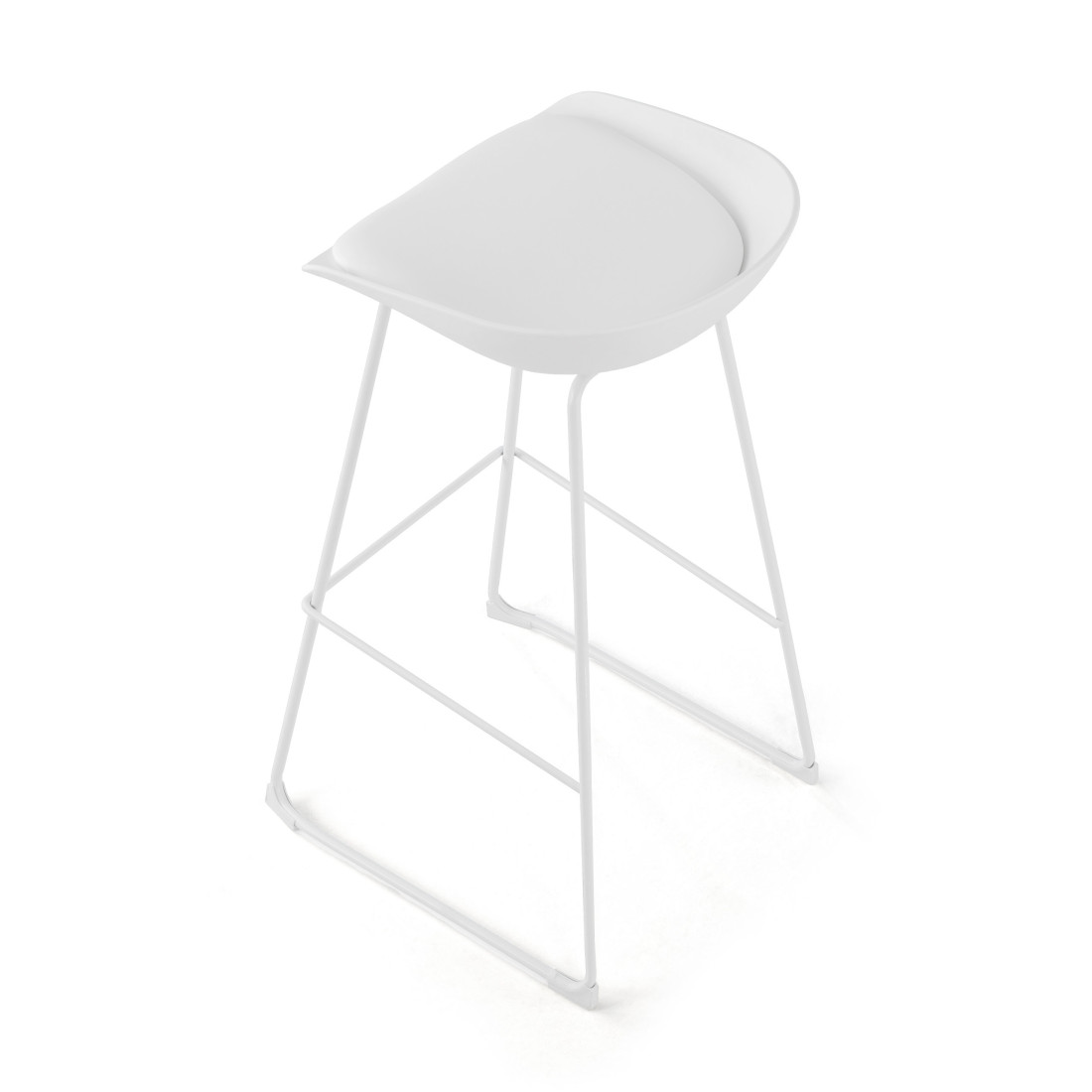 taburete de oficina blanco uma patas de acero piel sintetica 7