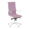 Sillón oficina Diseño Forli, estructura blanca, respaldo alto, ecopiel - Blanco / Rosa