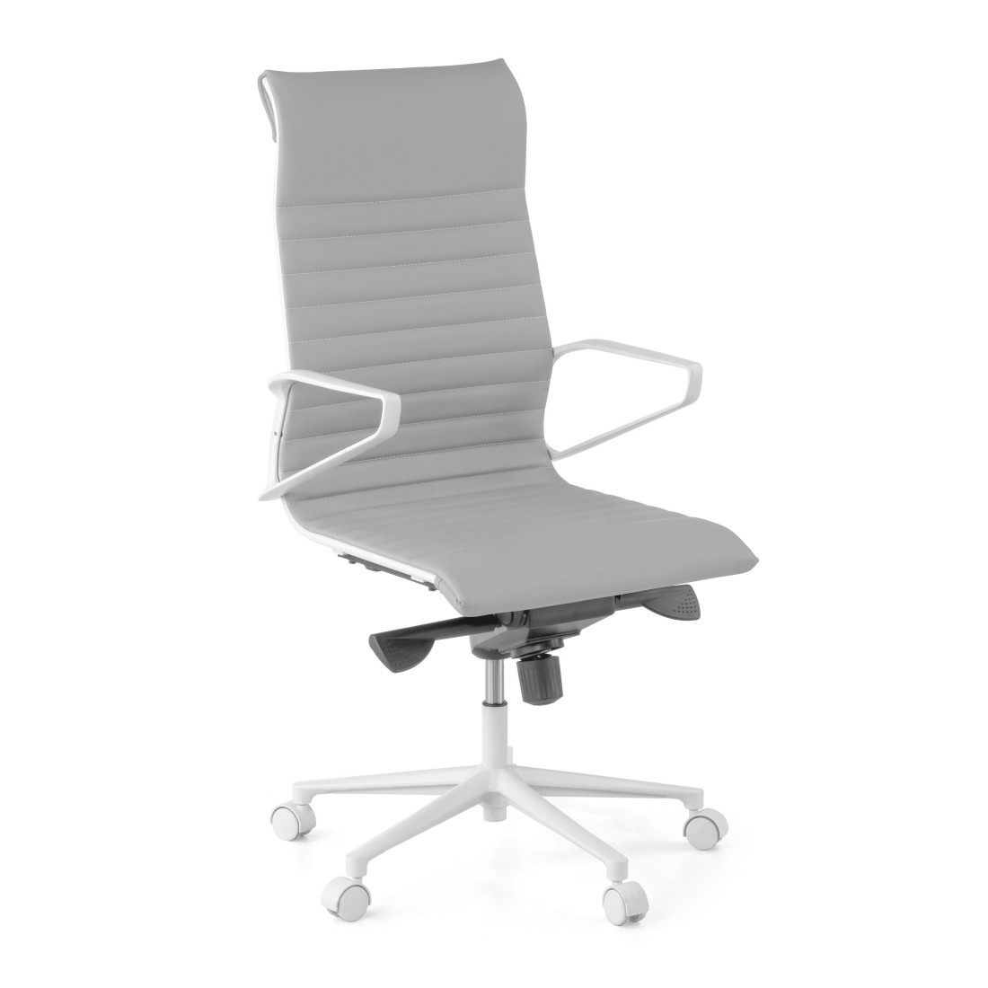 silla ejecutiva blanco gris forli respaldo alto estructura blanca piel sintetica 1