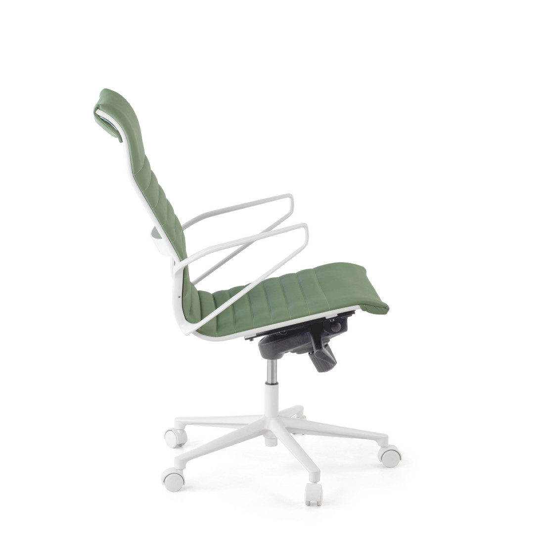 silla ejecutiva blanco verde forli respaldo alto estructura blanca piel sintetica 5