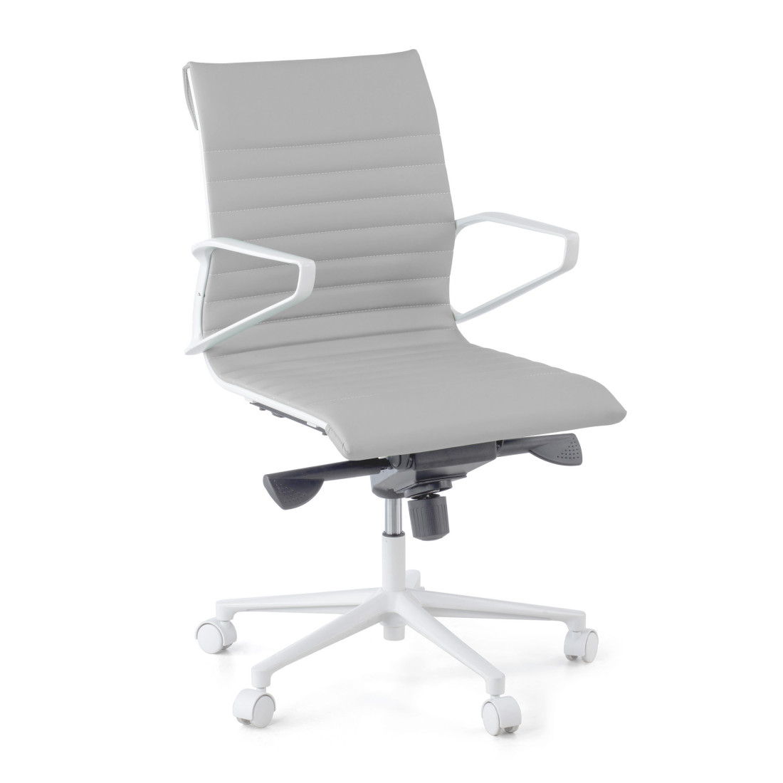silla ejecutiva blanco gris forli respaldo bajo estructura blanca piel sintetica 1