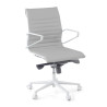 Sillón oficina Diseño Forli, estructura blanca, respaldo bajo, ecopiel - Blanco / Gris