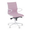 Sillón oficina Diseño Forli, estructura blanca, respaldo bajo, ecopiel - Blanco / Rosa