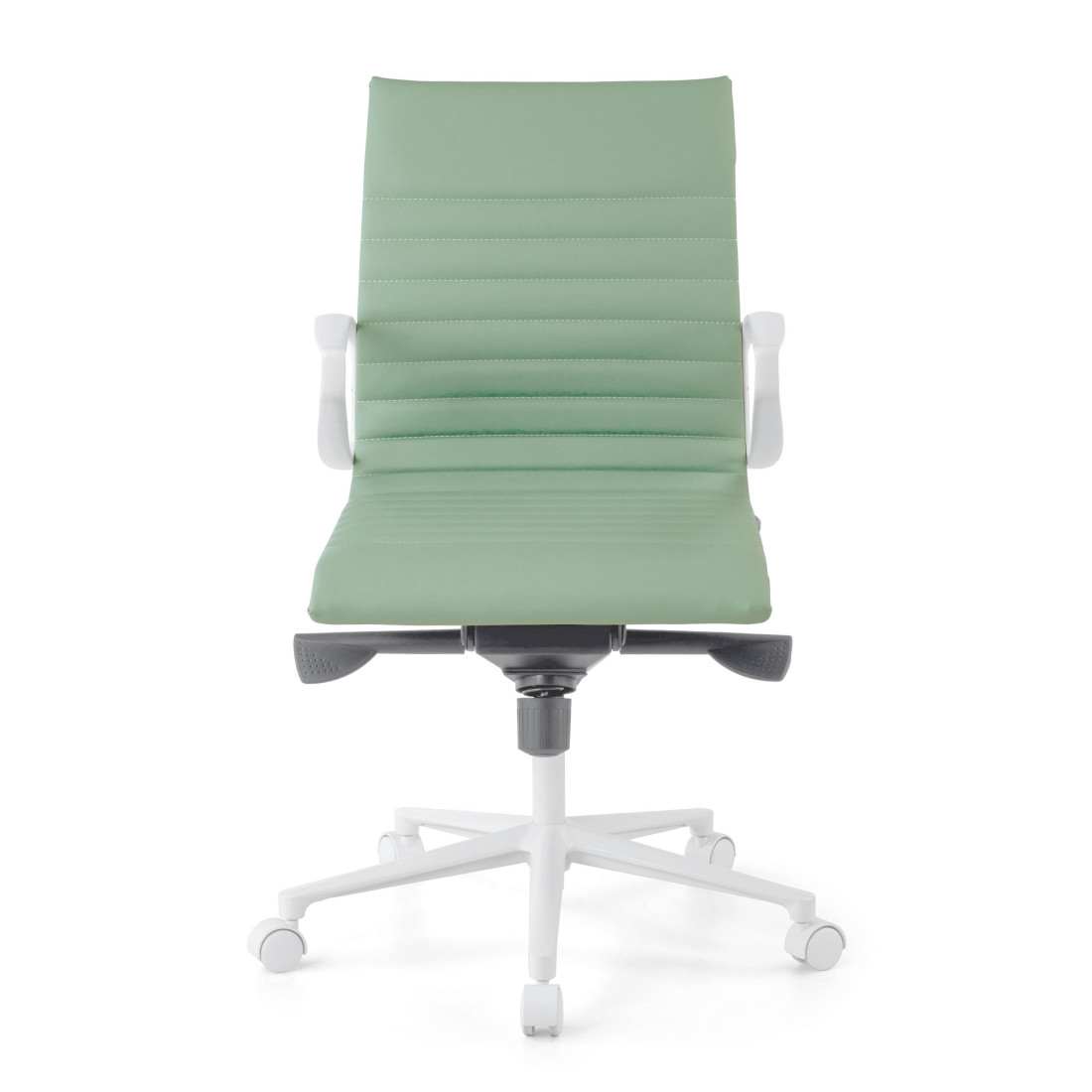 silla ejecutiva blanco verde forli respaldo bajo estructura blanca piel sintetica 3