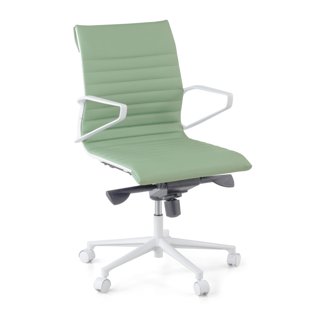 silla ejecutiva blanco verde forli respaldo bajo estructura blanca piel sintetica 1