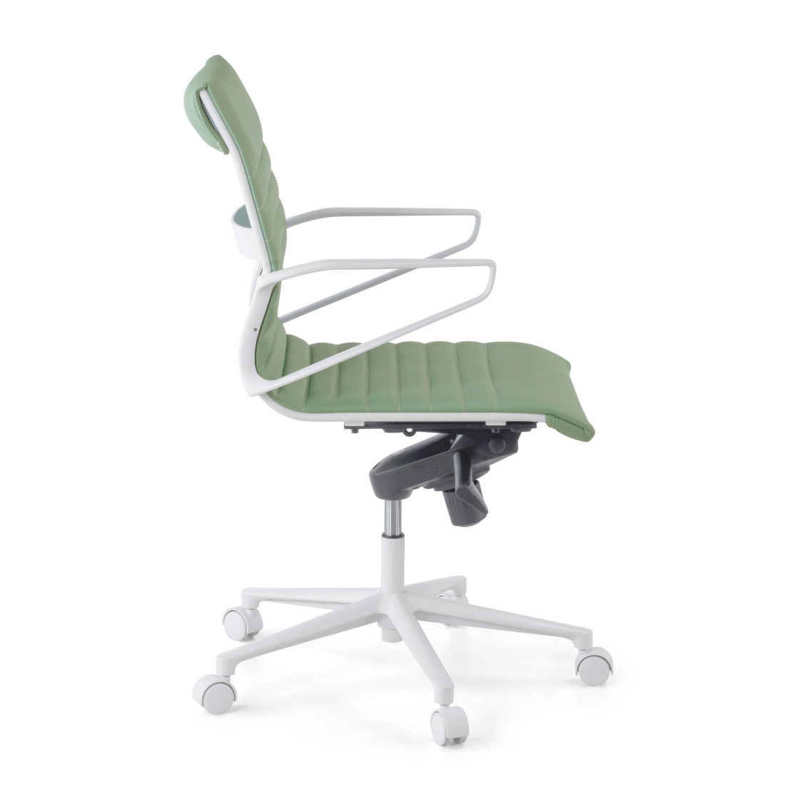 silla ejecutiva blanco verde forli respaldo bajo estructura blanca piel sintetica 4