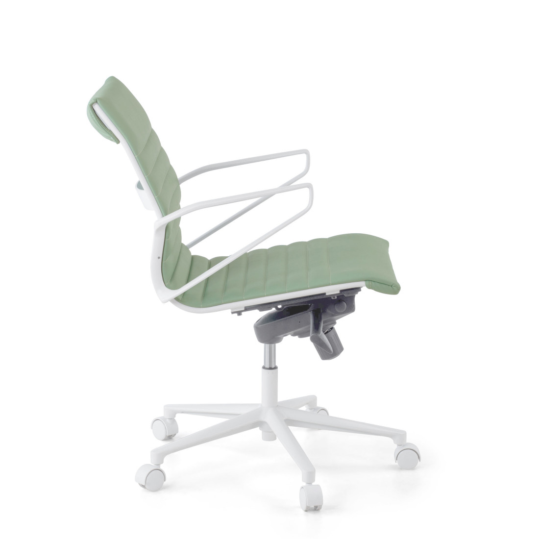 silla ejecutiva blanco verde forli respaldo bajo estructura blanca piel sintetica 5