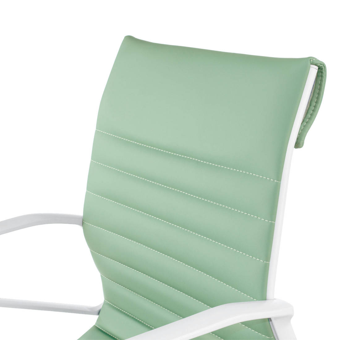 silla ejecutiva blanco verde forli respaldo bajo estructura blanca piel sintetica 9