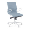Sillón oficina Diseño Forli, estructura blanca, respaldo bajo, ecopiel - Blanco / Azul