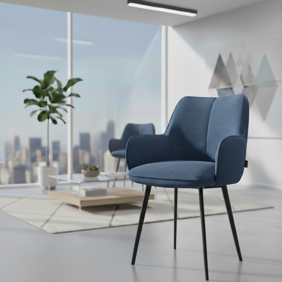 silla confidente azul gala 4 patas 2