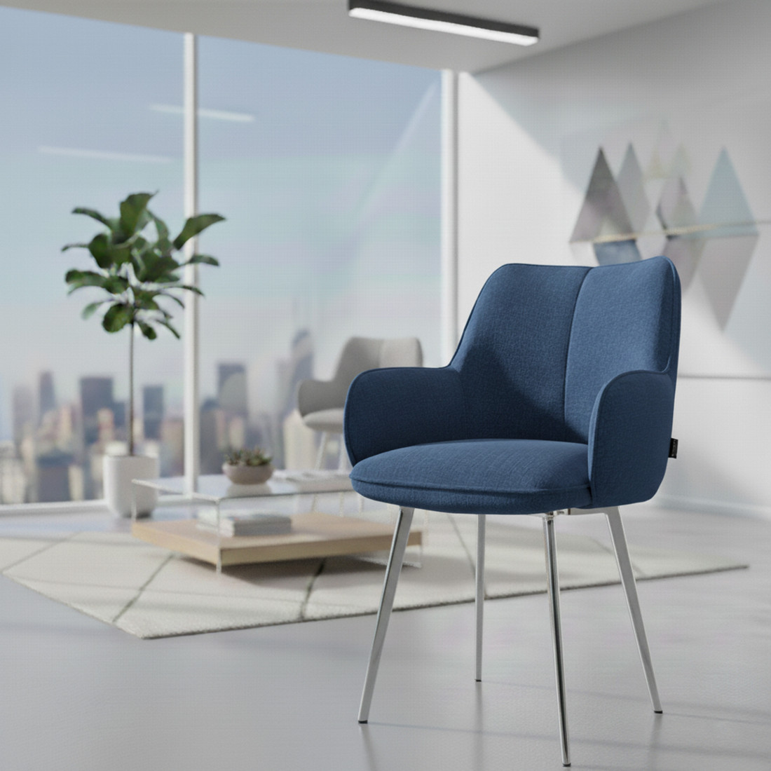 silla confidente azul gala 4 patas 2
