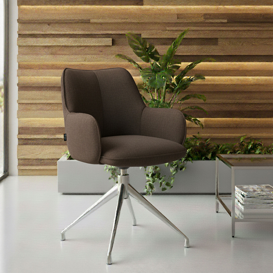 silla confidente marron gala giratoria 2