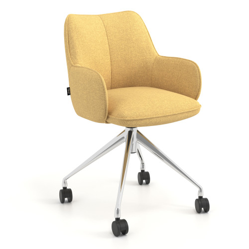 Silla de reuniones con ruedas Gala, estructura giratoria - Cromado