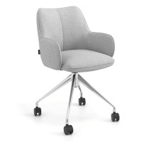 Silla de reuniones con ruedas Gala, estructura giratoria - Gris, Cromado