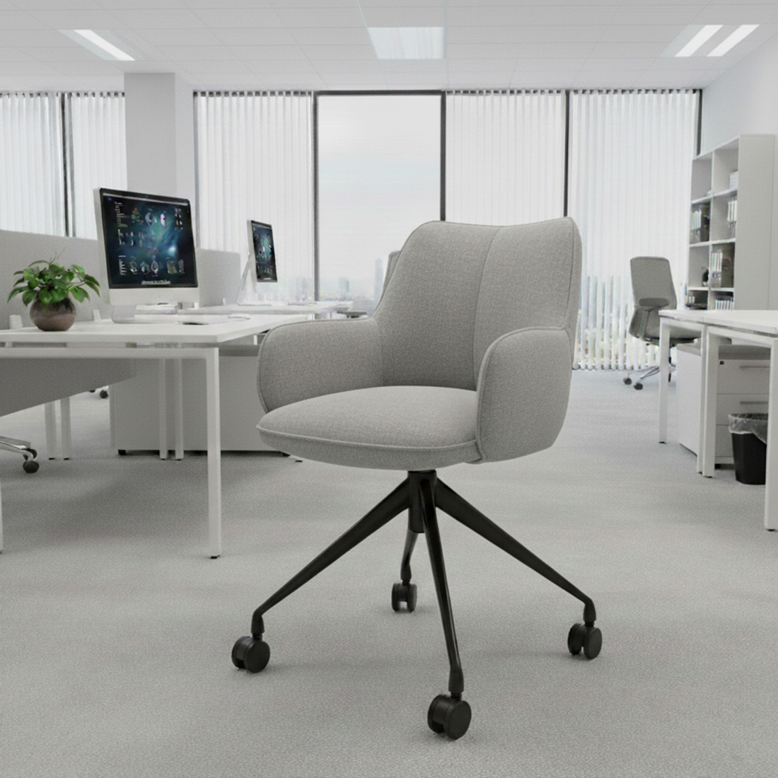 silla confidente gris gala giratoria con ruedas 2