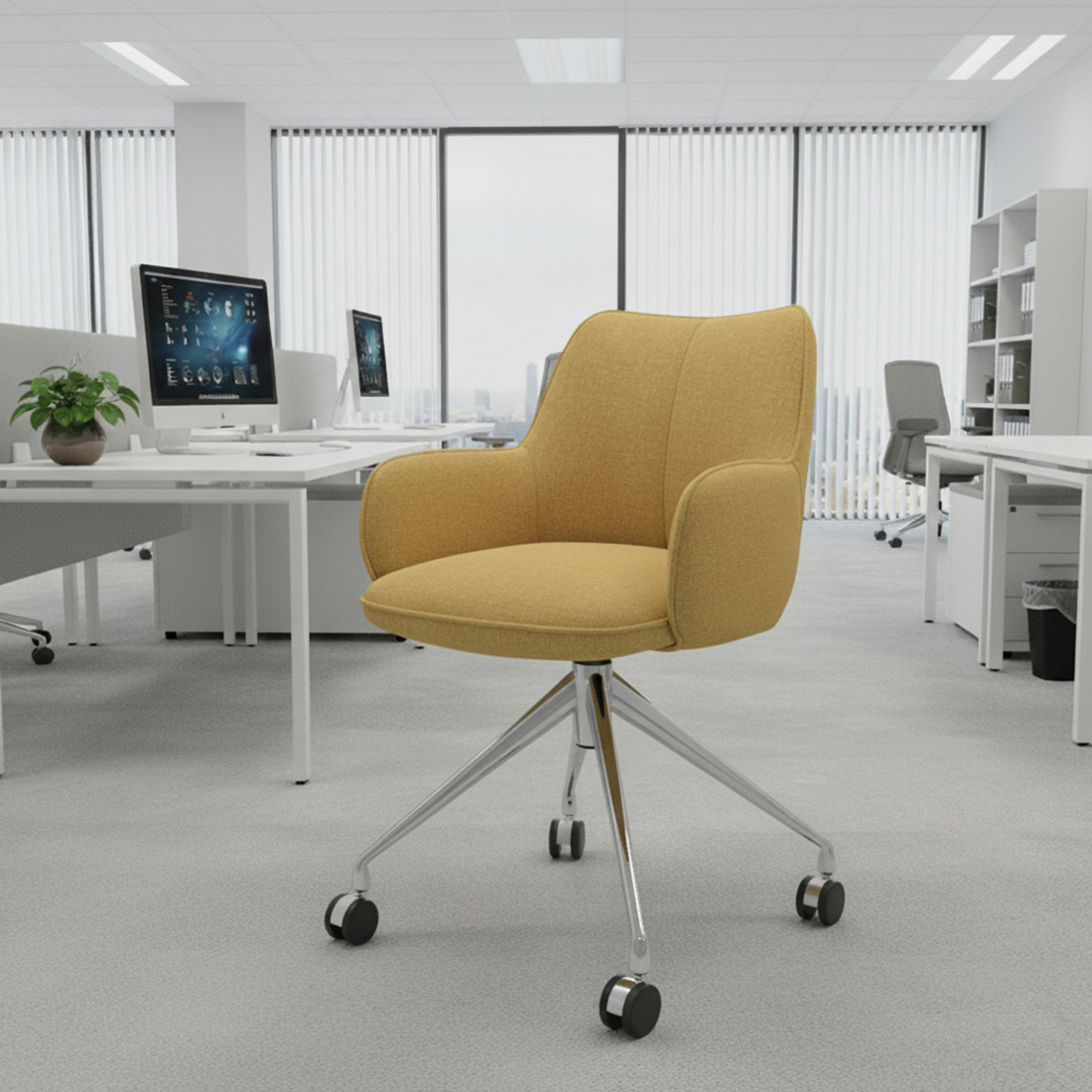 silla confidente amarillo gala giratoria con ruedas 2