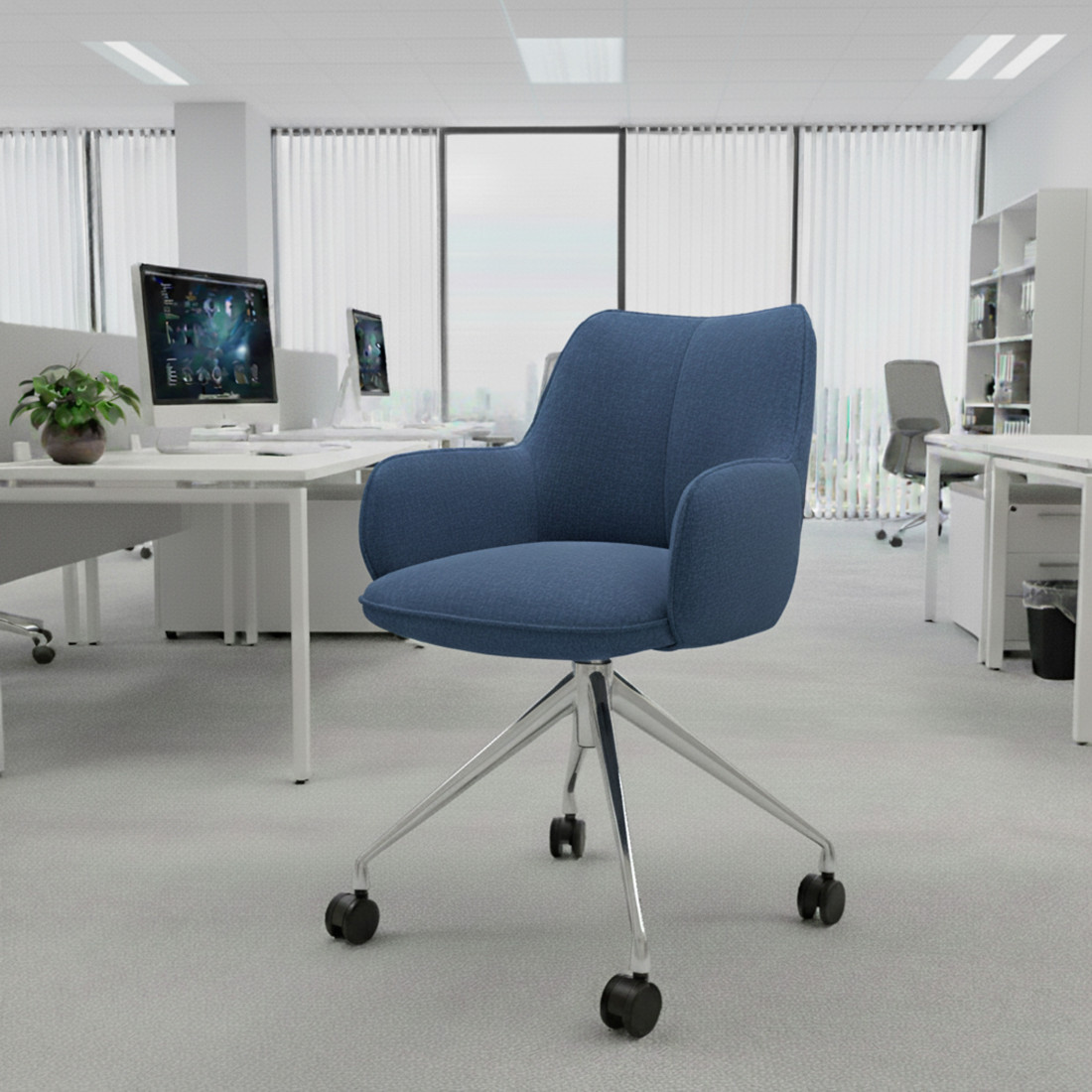 silla confidente azul gala giratoria con ruedas 2