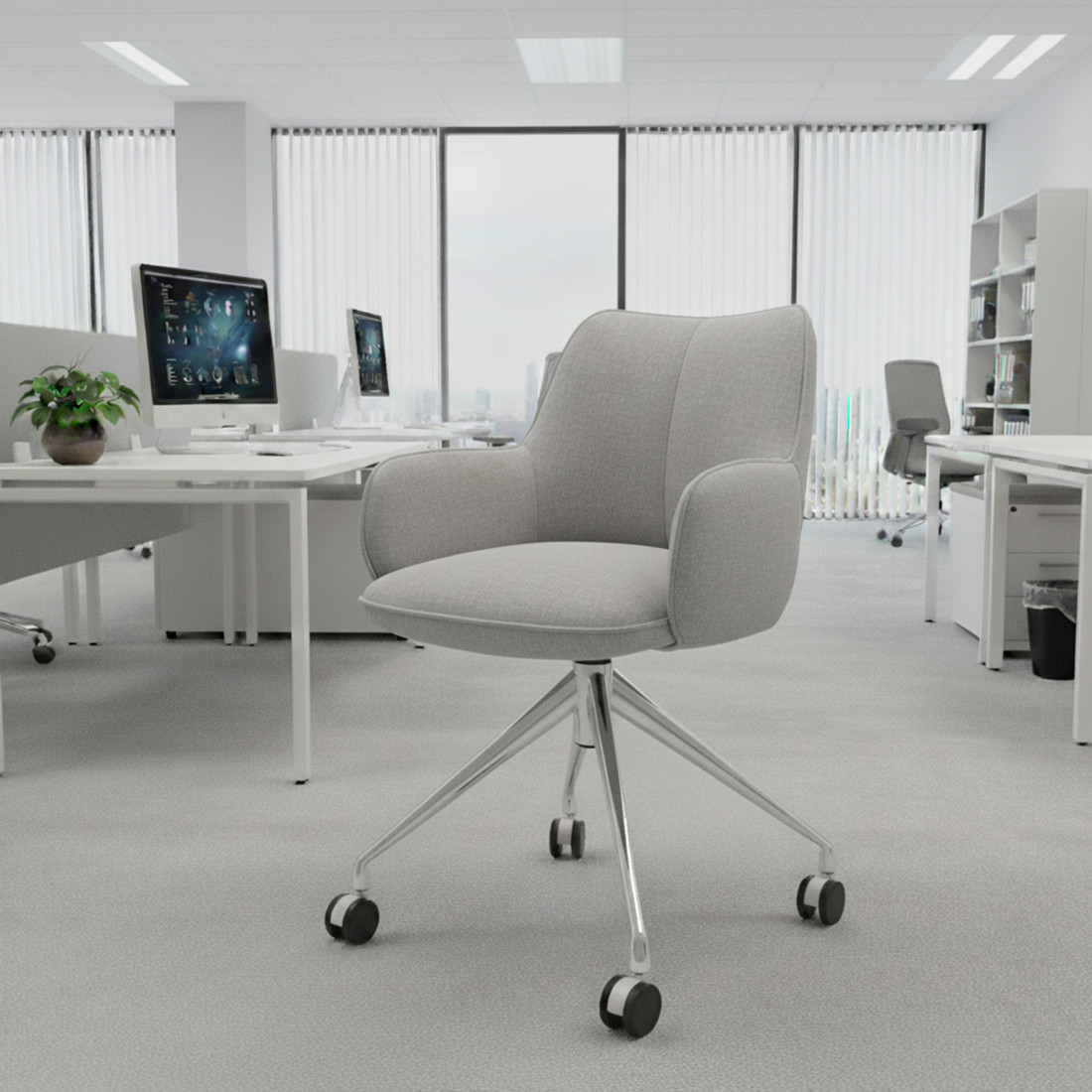 silla confidente gris gala giratoria con ruedas 2