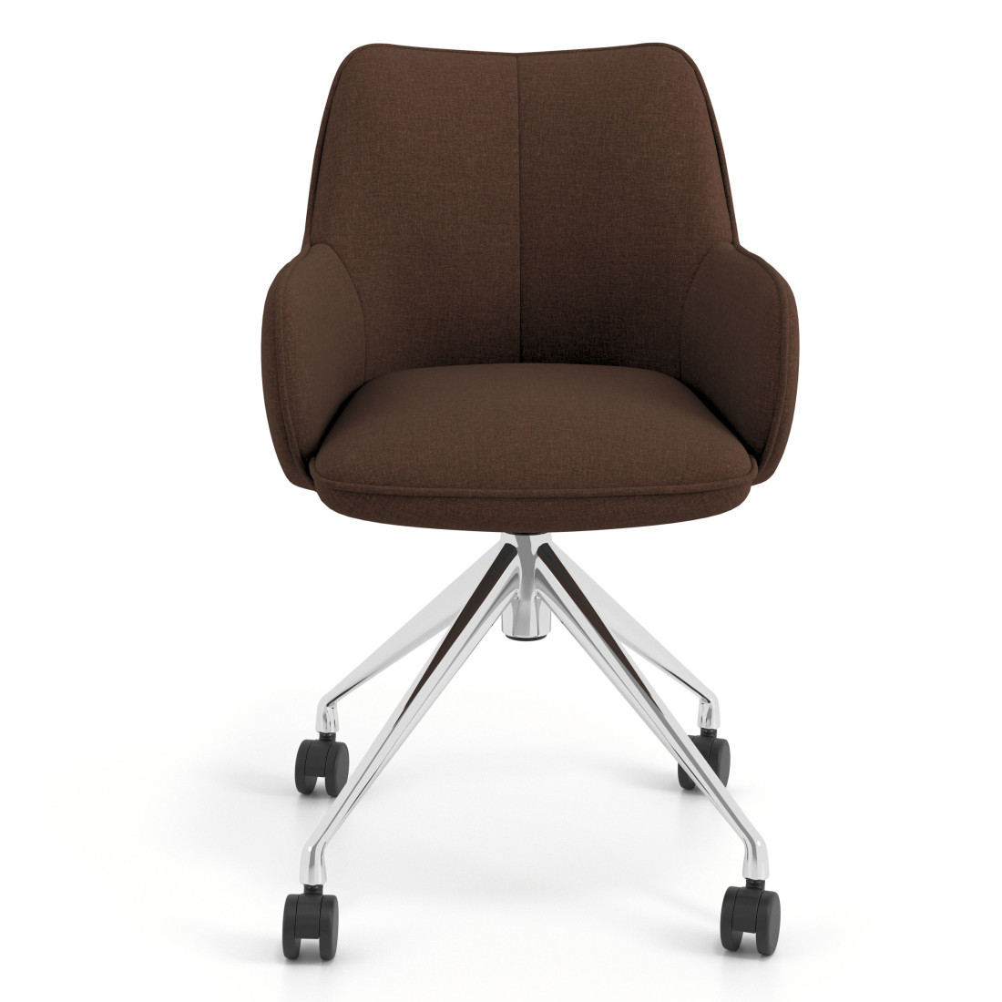 silla confidente marron gala giratoria con ruedas 4