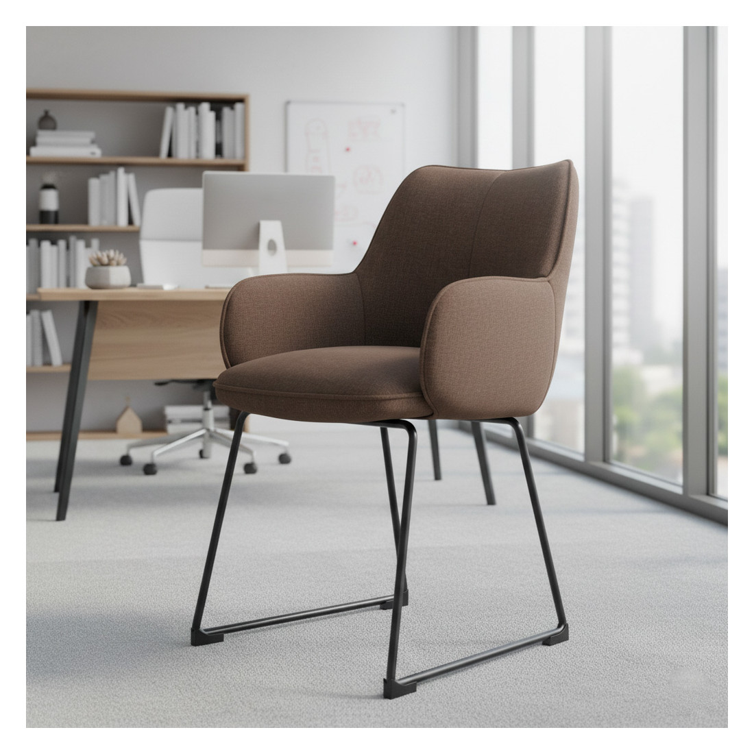 silla confidente marron gala patin 2