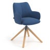 Silla de reuniones Gala, estructura giratoria, base de madera - AZUL
