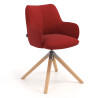 Silla de reuniones Gala, estructura giratoria, base de madera - ROJO
