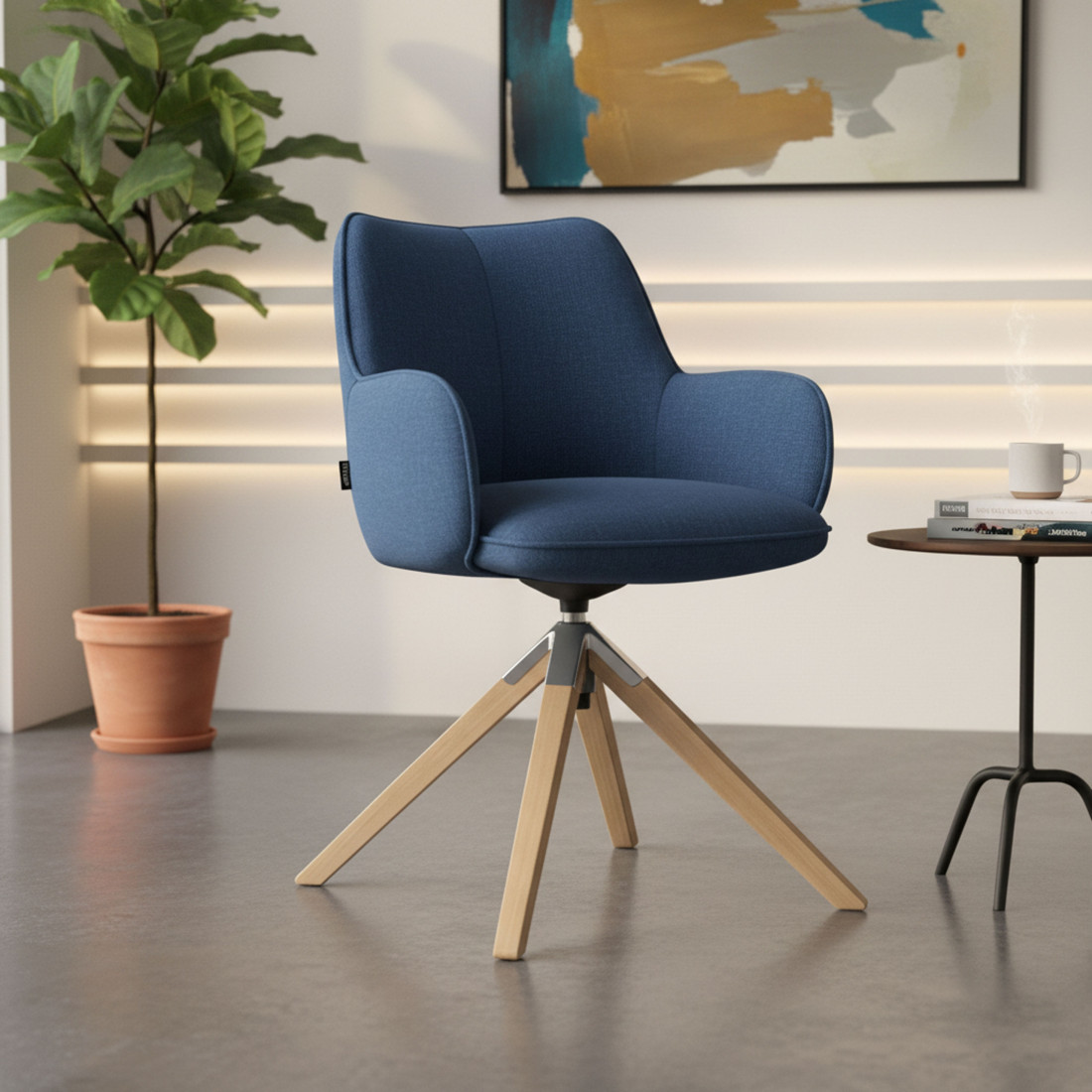 silla confidente azul gala giratoria madera 2